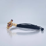 Pulsera Tejida Negra Pato Bolsas De Dinero 2gr / 4mm Tres Oros 18K %
