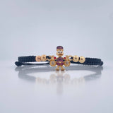 Pulsera Tejida Negra Pato Bolsas De Dinero 2gr / 4mm Tres Oros 18K %