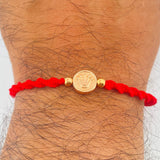 Pulsera Tejida Roja Corona RX 0.75gr / 4mm Dos Oros Amarillo Rosa 18K %