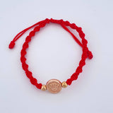 Pulsera Tejida Roja Corona RX 0.75gr / 4mm Dos Oros Amarillo Rosa 18K %