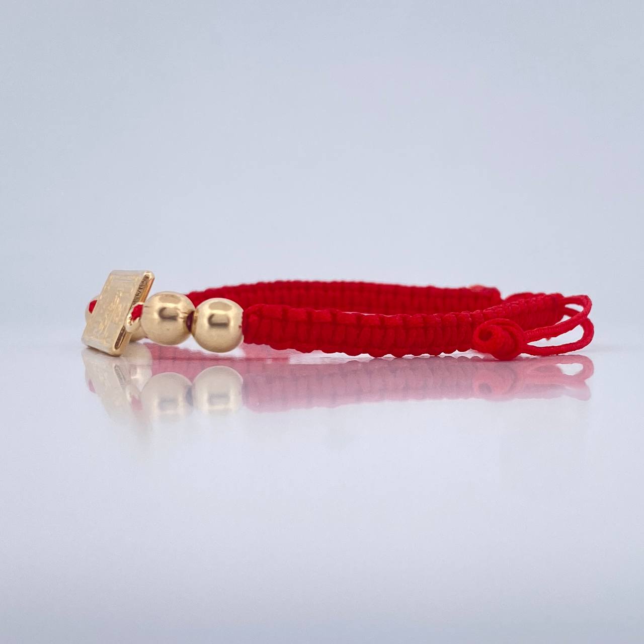Pulsera Tejida Roja Billete Dólar 2.1gr / 5mm Oro Amarillo 18K %