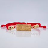 Pulsera Tejida Roja Billete Dólar 2.1gr / 5mm Oro Amarillo 18K %