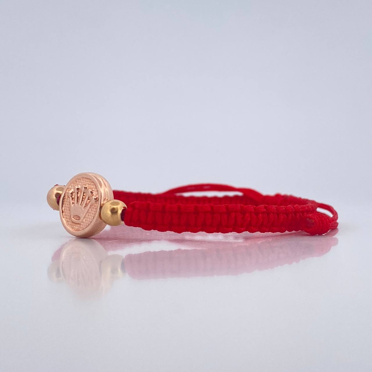 Pulsera Tejida Roja Corona RX 0.8gr / 4mm Dos Oros Amarillo Rosa 18K %