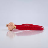 Pulsera Tejida Roja Corona RX 0.8gr / 4mm Dos Oros Amarillo Rosa 18K %