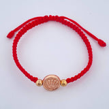 Pulsera Tejida Roja Corona RX 0.8gr / 4mm Dos Oros Amarillo Rosa 18K %
