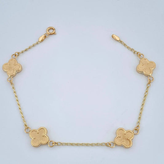 Pulso Trebol Espiga 3.35gr / 18.5cm / 1mm Oro Amarillo 18K %