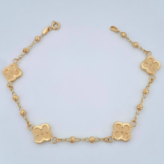 Pulso Trebol Militar 3.95gr / 19cm / 3mm Oro Amarillo 18K %