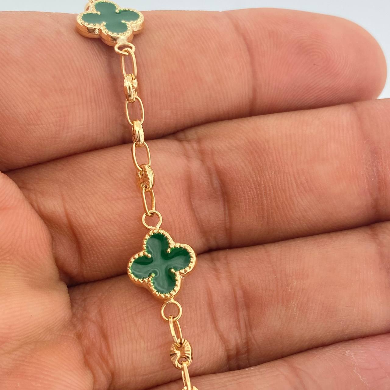 Pulso Trebol GC 4.35gr / 18.5cm / 2mm Oro Amarillo 18K %