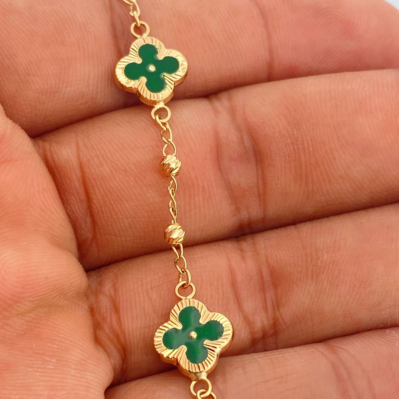 Pulso Trebol Militar 3.95gr / 18.5cm / 3mm Oro Amarillo 18K %