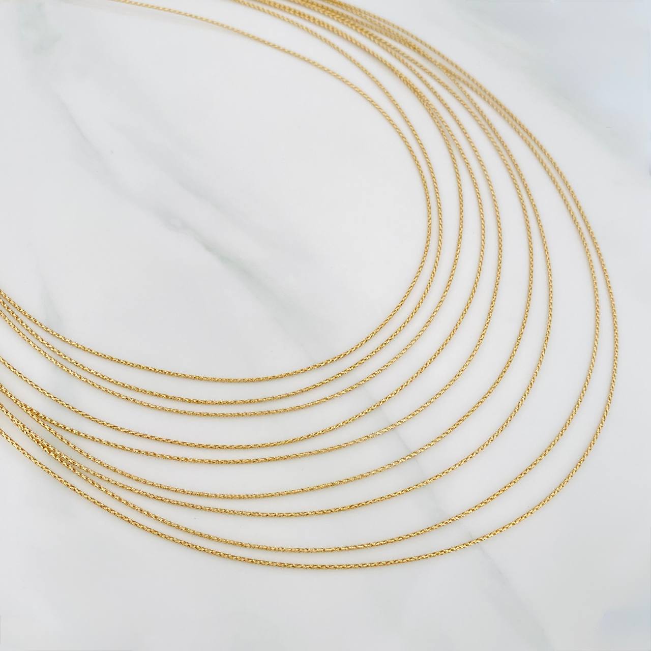 Cadena Cascada 10g / 44cm/41cm / 0.9mm Oro Amarillo 18K