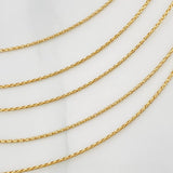 Cadena Cascada 5.75g / 45cm-41.5cm/ 0.9mm Oro Amarillo 18K