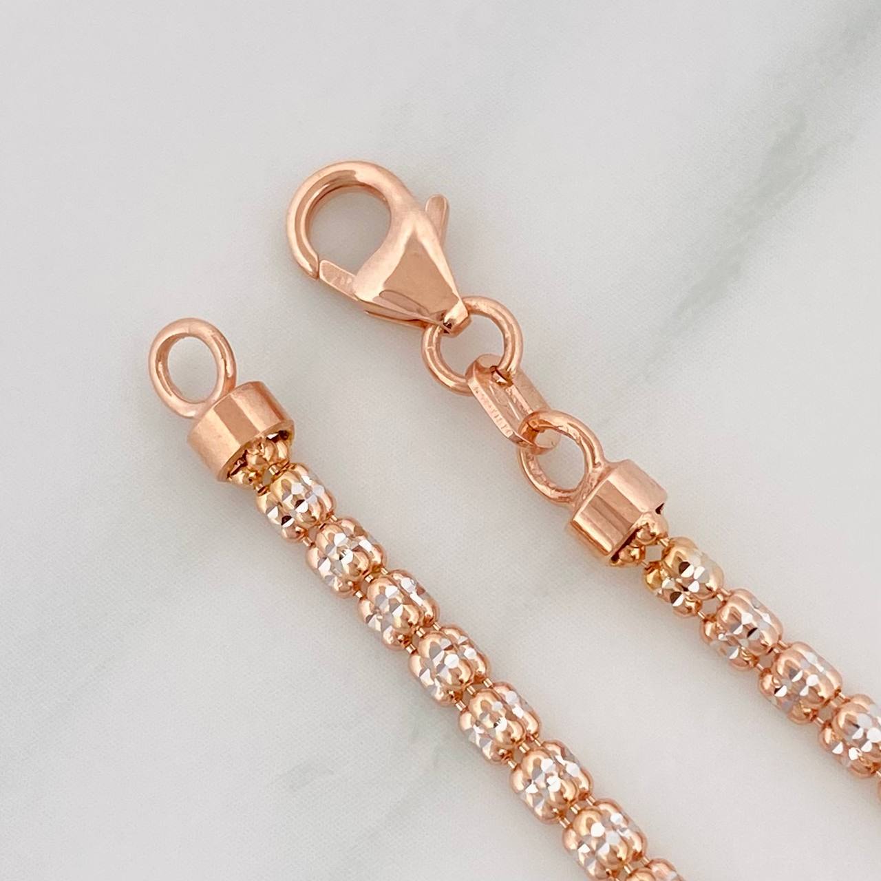 Pulso Ice 4.5g / 20.2cm / 2.39mm Dos Oros Blanco Rosa 18K