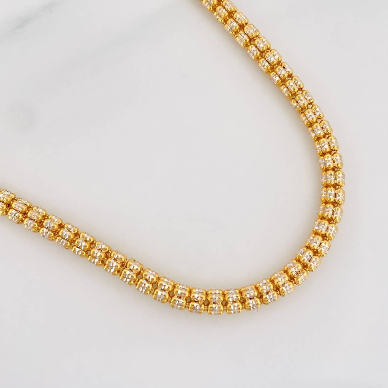 Cadena Ice 28.65g / 70cm / 3.7mm Dos Oros Amarillo Blanco 18K