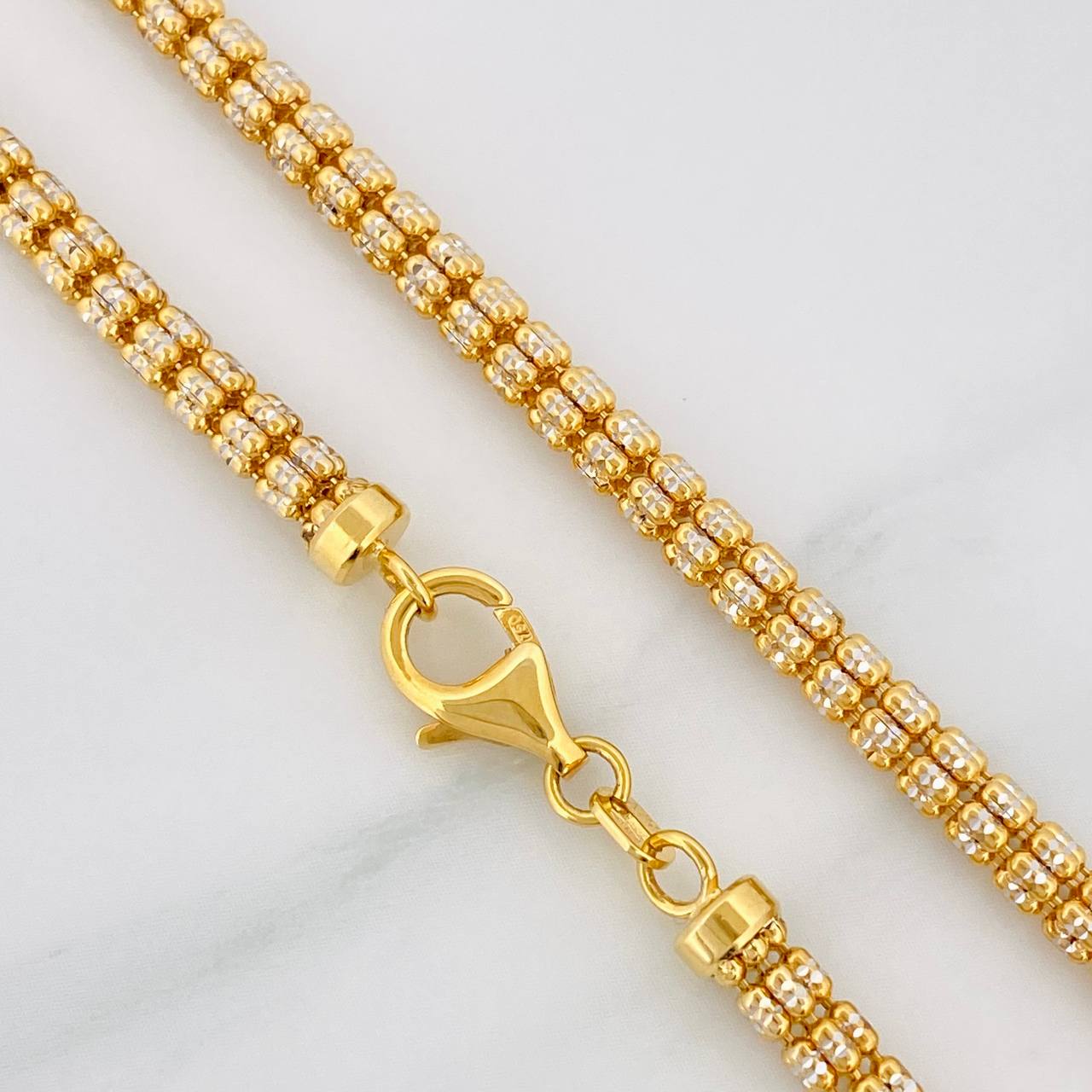 Cadena Ice 28.65g / 70cm / 3.7mm Dos Oros Amarillo Blanco 18K