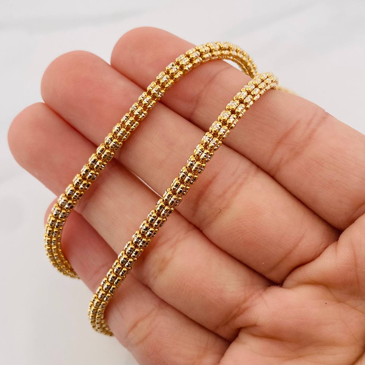 Cadena Ice 28.65g / 70cm / 3.7mm Dos Oros Amarillo Blanco 18K