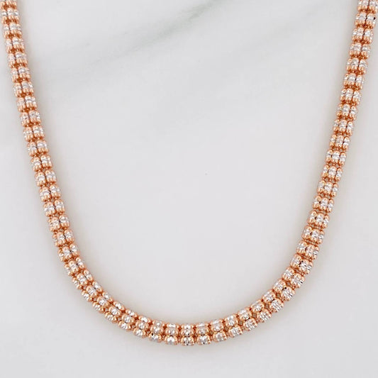 Cadena Ice 19.9g / 60cm / 3.1mm Dos Oros Blanco Rosa 18K
