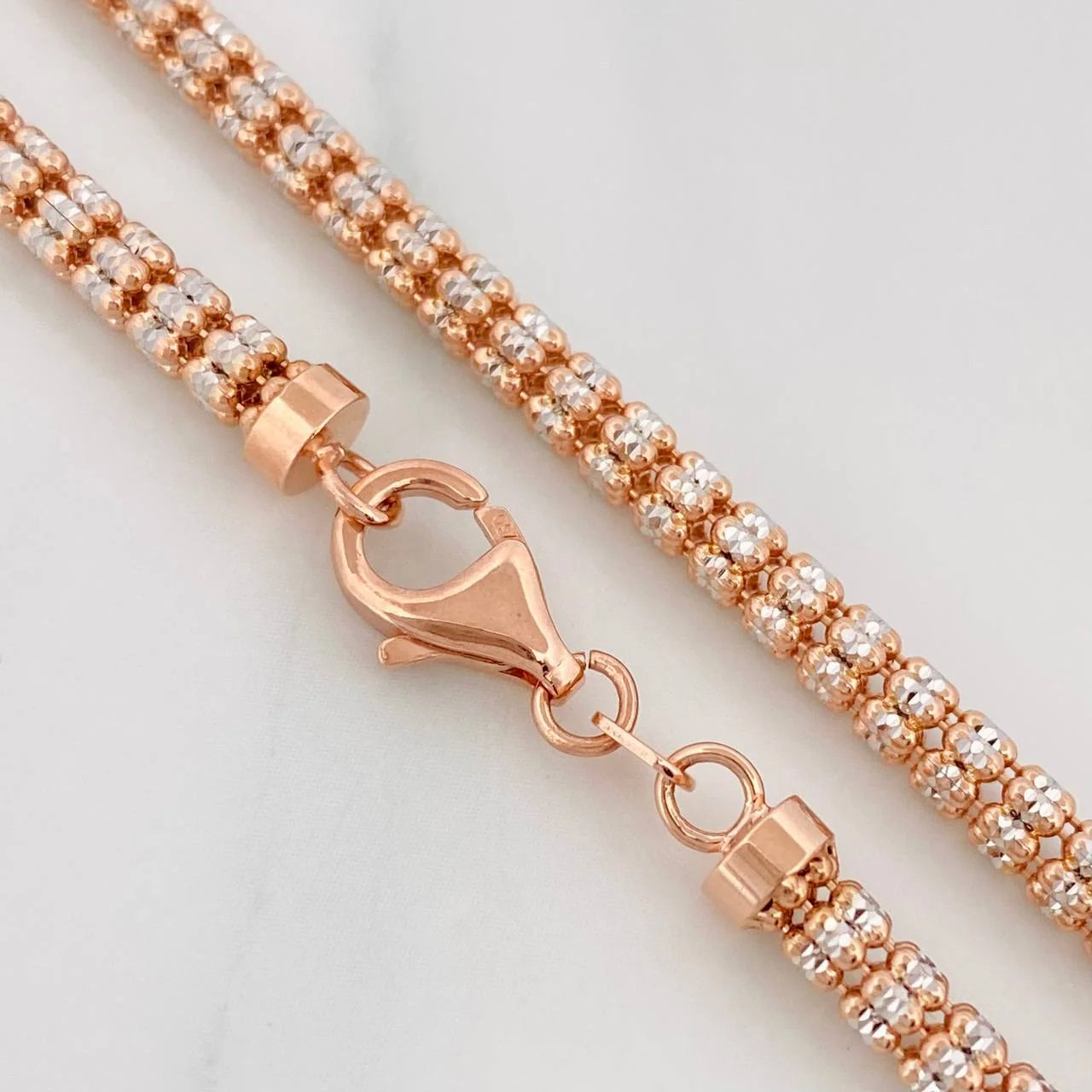 Cadena Ice 18.5g / 70cm / 2.5mm Dos Oros Blanco Rosa 18K