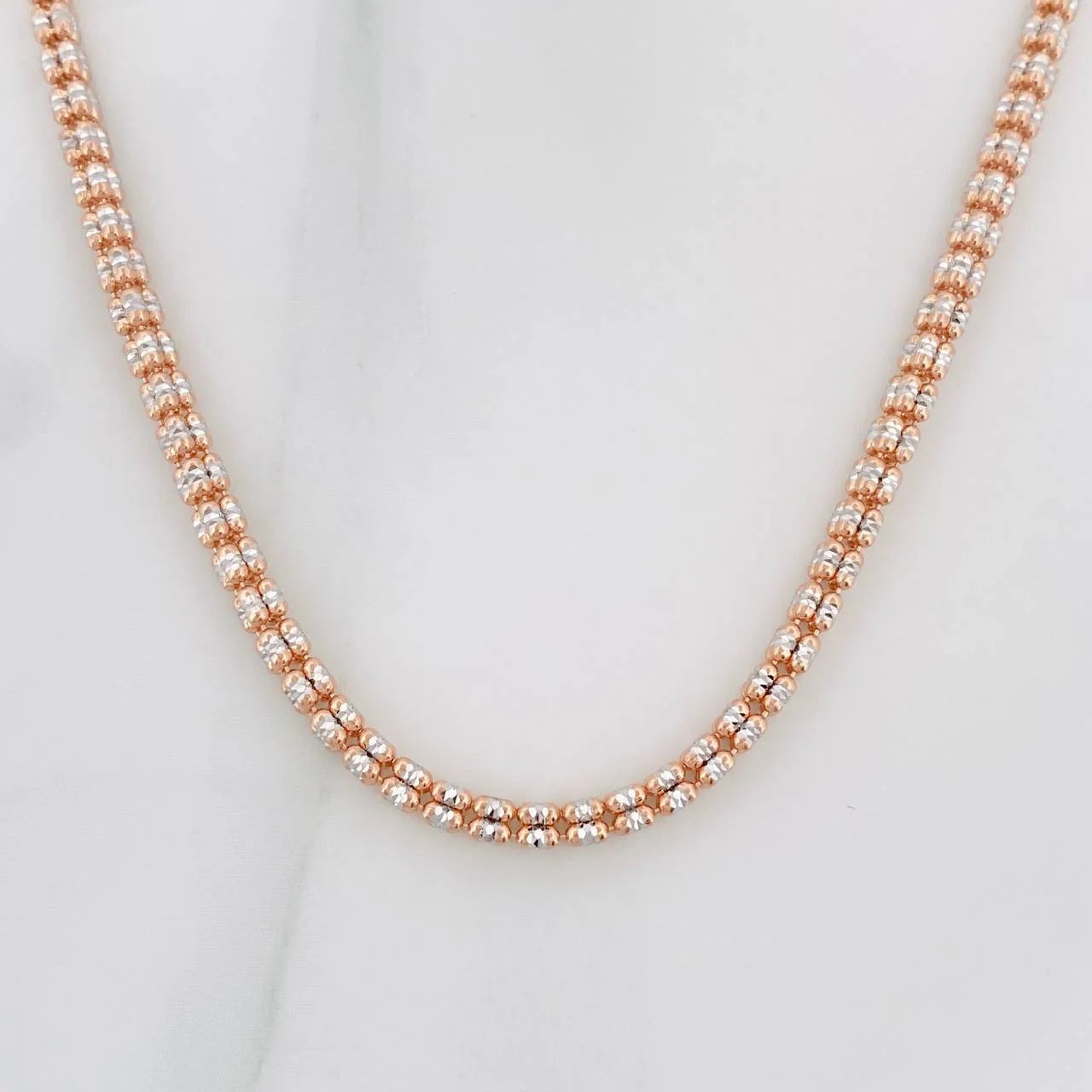 Cadena Ice 18.5g / 70cm / 2.5mm Dos Oros Blanco Rosa 18K
