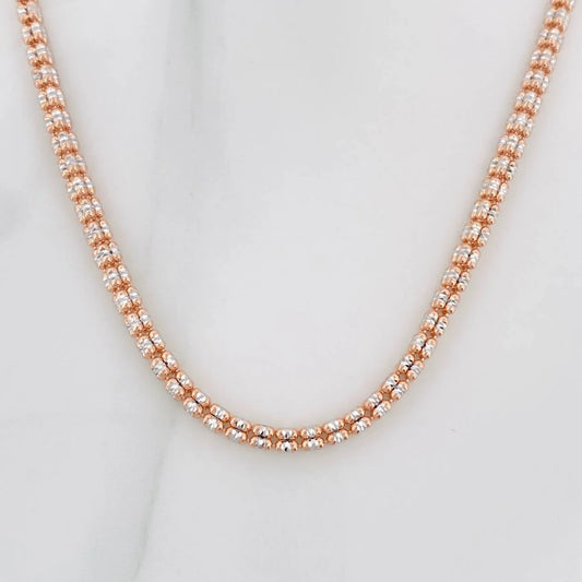 Cadena Ice 18.5g / 70cm / 2.5mm Dos Oros Blanco Rosa 18K