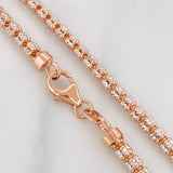 Cadena Ice 16g / 60cm / 2.4mm Dos Oros Blanco Rosa 18K