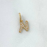Dije Letra N Silueta 0.55gr / 1.6cm / Circones Blancos Oro Amarillo