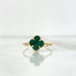 Anillo Trebol VCyA 1.45gr / T7 / Malaquita Verde Liso Oro Amarillo Nac.Esp. ©
