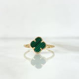 Anillo Trebol VCyA 1.45gr / T7 / Malaquita Verde Liso Oro Amarillo Nac.Esp. ©