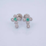 Topos Cruz Rosas Esmeralda 1.1gr / 7mm / Plata 925 %