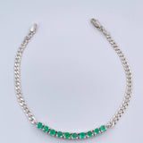 Pulso Tennis Cubano Esmeralda 4gr / 18.4cm / 3.32mm Plata 925 %