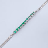Pulso Tennis Cubano Esmeralda 4gr / 18.4cm / 3.32mm Plata 925 %