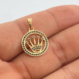 Dije Corona RX 1.65gr / 2.3cm / Circones Negros Oro Amarillo 18K $