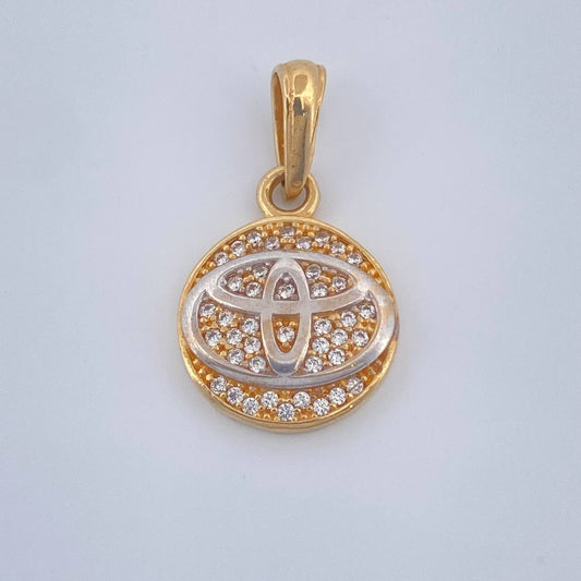 Dije Circulo Marca Automovil 2.3gr / 2.3cm / Dos Oros Amarillo Blanco 18K $