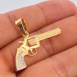 Dije Pistola 6.3gr / 3cm / Circones Blancos Tres Oros 18K $