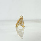 Dije Letra A Silueta 0.7gr / 1.6cm / Circones Blancos Oro Amarillo