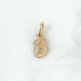 Dije Letra B Silueta 0.75gr / 1.6cm / Circones Blancos Oro Amarillo