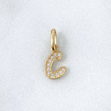 Dije Letra C Silueta 0.5gr / 1.6cm / Circones Blancos Oro Amarillo