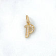 Dije Letra P Silueta 0.65gr / 1.6cm / Circones Blancos Oro Amarillo