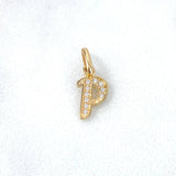 Dije Letra P Silueta 0.65gr / 1.6cm / Circones Blancos Oro Amarillo