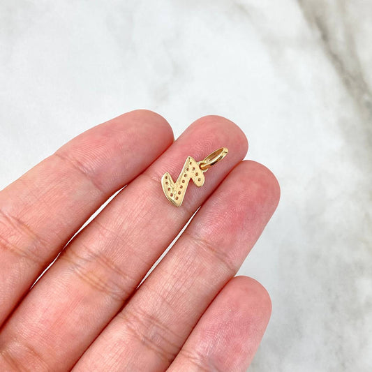 Dije Letra Z Silueta 0.7gr / 2.1cm / Circones Blancos Oro Amarillo 18K ©