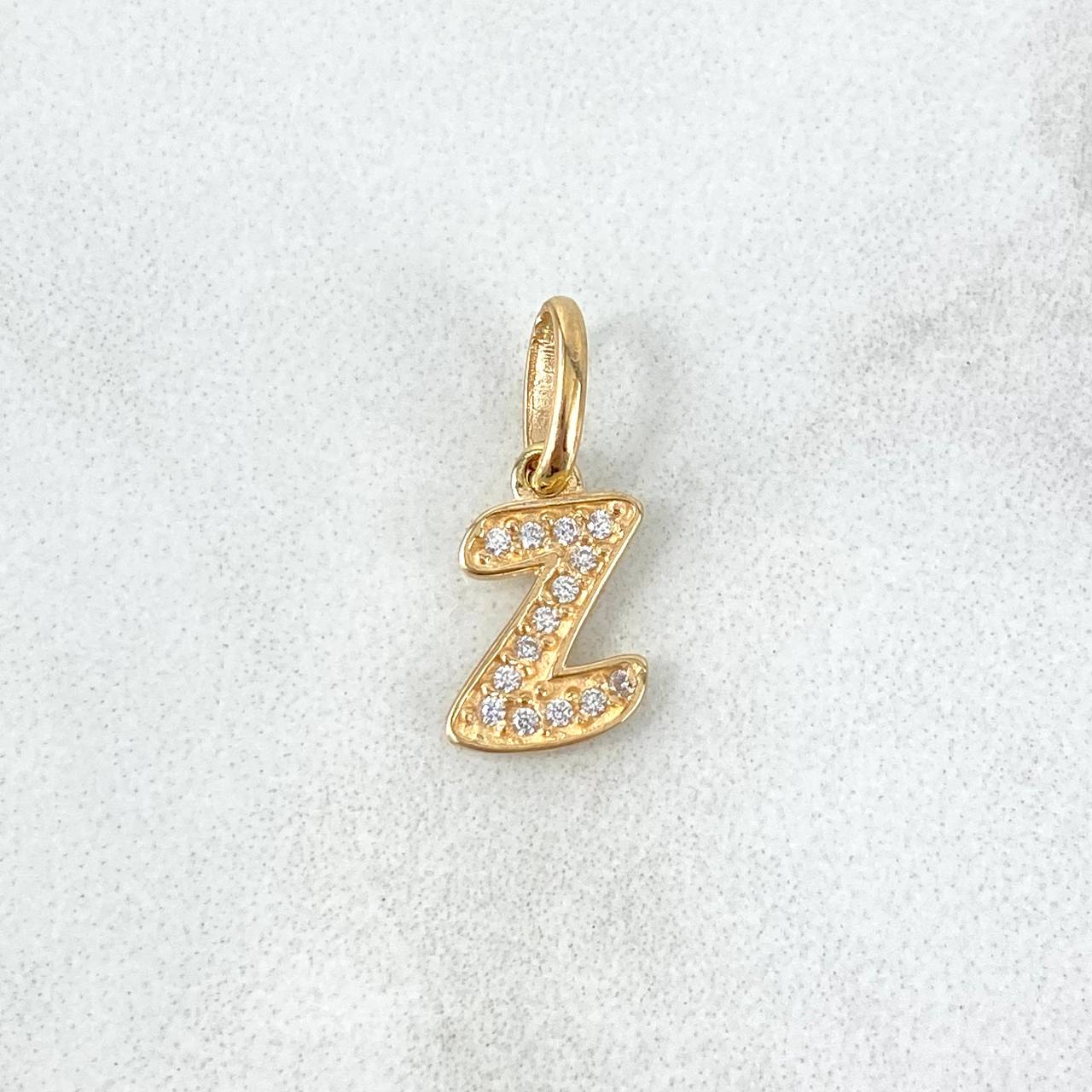 Dije Letra Z Silueta 0.7gr / 2.1cm-Circones Blancos Oro Amarillo 18K *