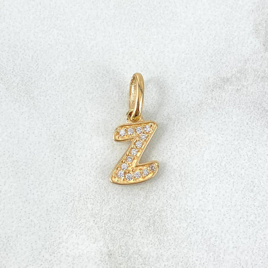Dije Letra Z Silueta 0.7gr / 2.1cm-Circones Blancos Oro Amarillo 18K *
