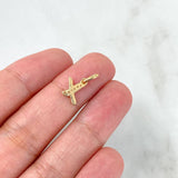 Dije Letra X Silueta 0.55gr / 2cm / Circones Blancos Oro Amarillo 18K *