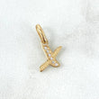 Dije Letra X Silueta 0.55gr / 2cm / Circones Blancos Oro Amarillo 18K *