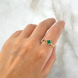 Anillo Trebol Malaquita Verde 1.15 g / T6 Oro Amarillo 18K