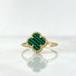 Anillo Trebol VCyA 1.9gr / T7 / Malaquita Verde Punteado Oro Amarillo Nac.Esp. 18K ©