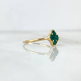 Anillo Trebol VCyA 1.45gr / T7 / Malaquita Verde Liso Oro Amarillo Nac.Esp. ©