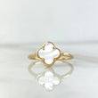 Anillo Trebol VCyA 1.55gr / T6 / Nacar Blanco Liso Oro Amarillo Nac.Esp. ©