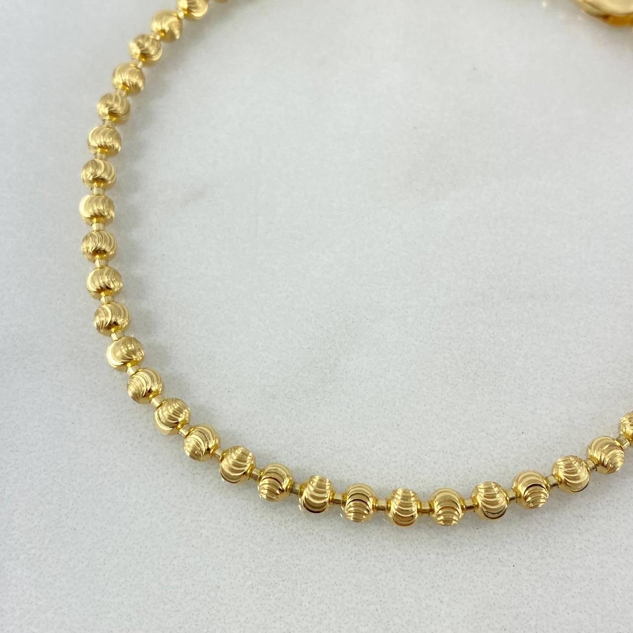 Pulso Militar Luna 6.7gr / 19cm / 3mm Bolas Diamantadas Oro Amarillo Nac.Esp *