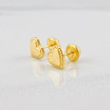 Topos Corazón Diamantado 0.6g / 6.8mm Oro Amarillo 18K