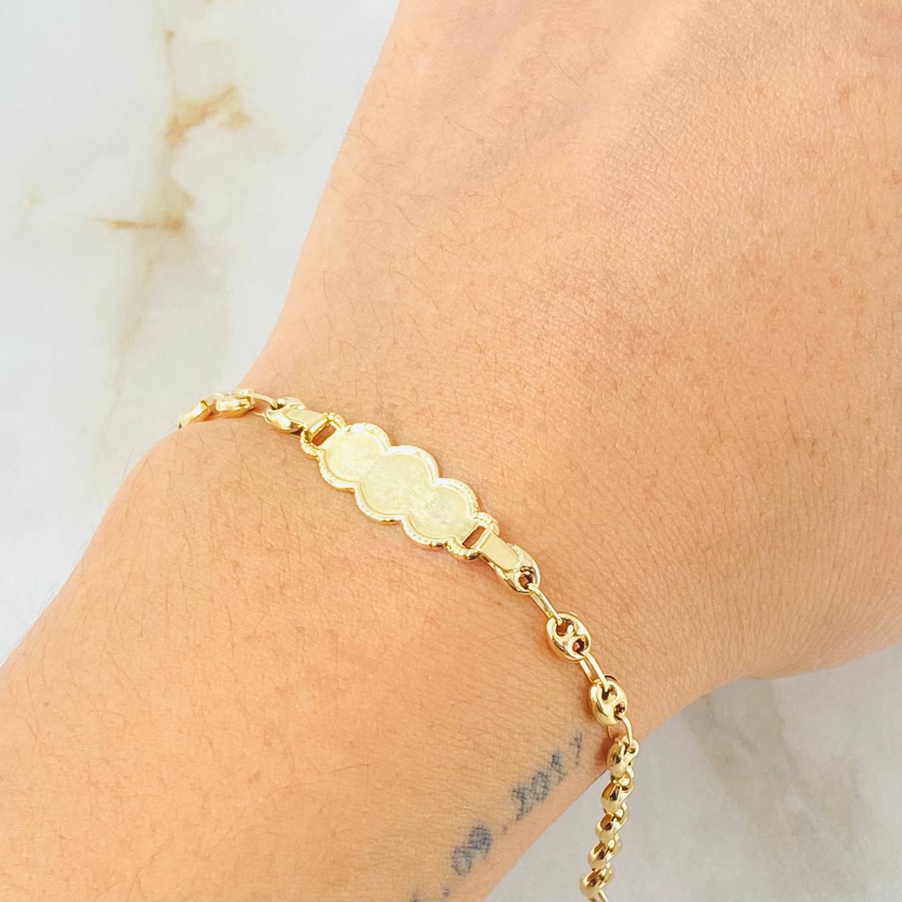 Pulso Bebé Gc Nube Bordeada 1.95gr / 14cm / 3.5mm Oro Amarillo 18K